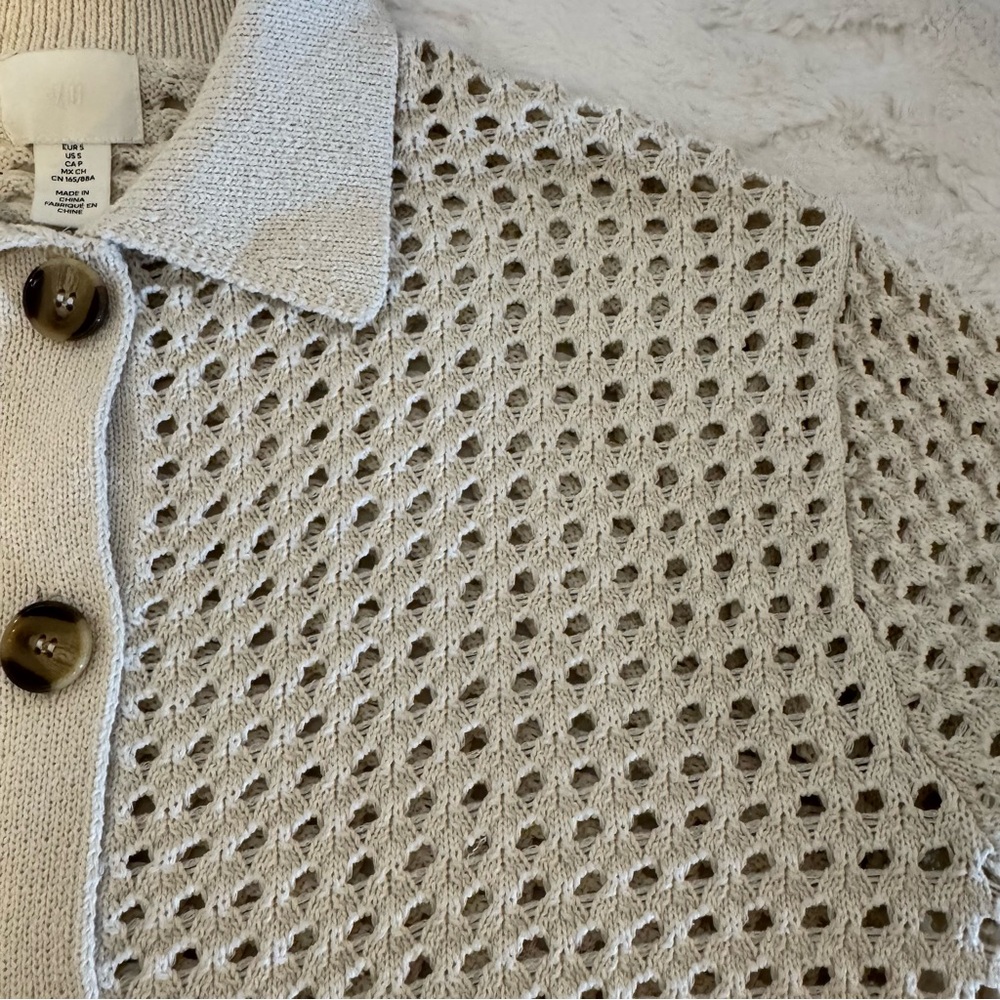 H&M Cream‎ Button-Up Cardigan open knit - Picture 7 of 9